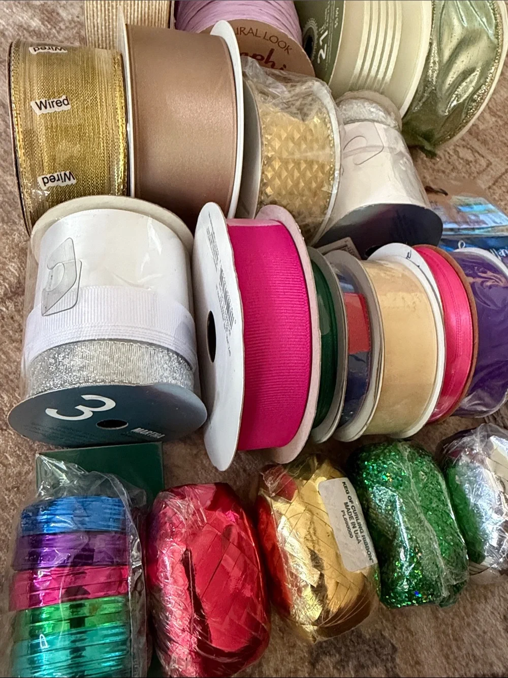 20 Roll Ribbon Bundle + Charleston Wrap Mini Gift Boxes & Bags NWT